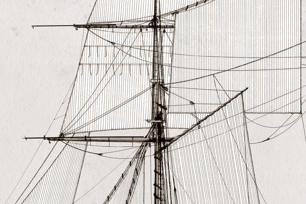 1805 HMS Pickle pen ink study by Tony Fernandes