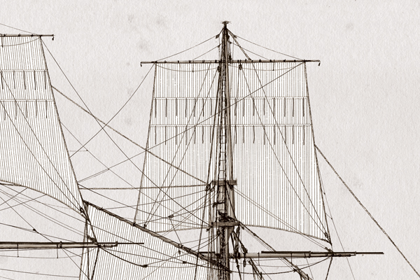 1768 Continental Schooner Halifax pen ink study