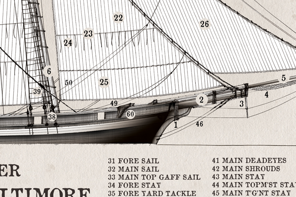 19) Pride of Baltimore 1812 by Tony Fernandes - signed open print