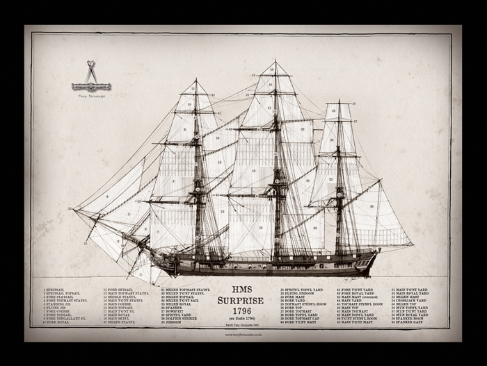 23) HMS Surprise 1796 by Tony Fernandes - signed open print