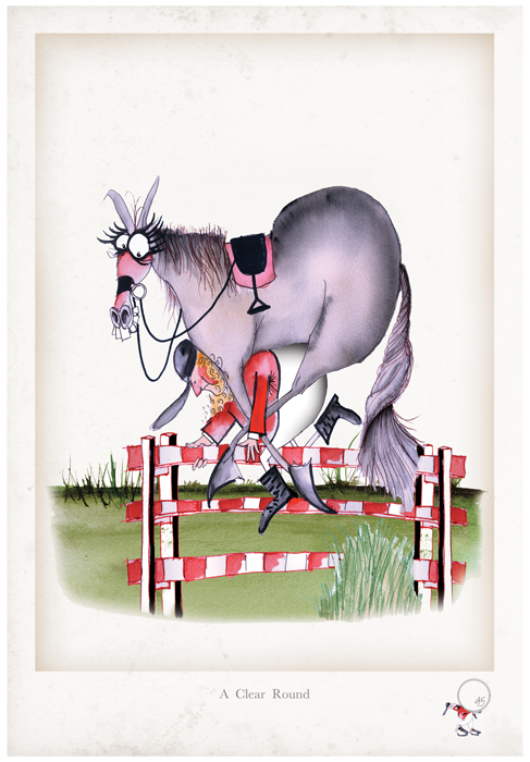 A Clear Round - Fun Equestrian Cartoon Art Print by Tony Fernandes
