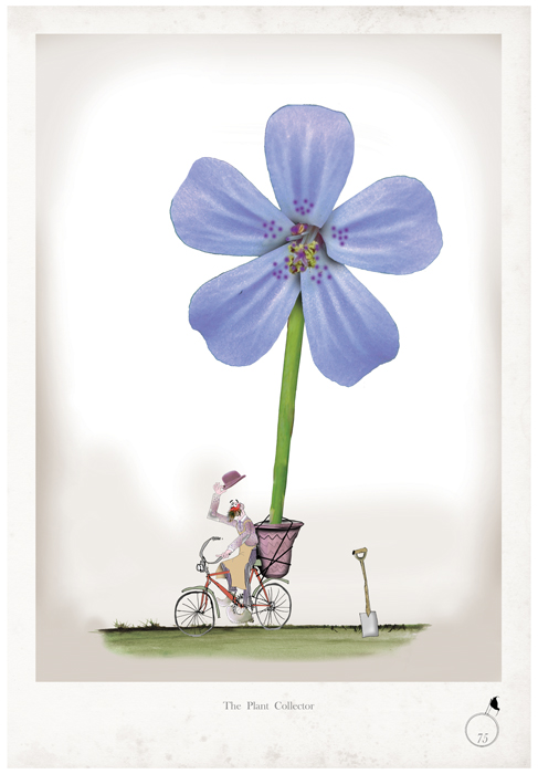 The Plant Collector - Whimsical Fun Gardening Print by Tony Fernandes