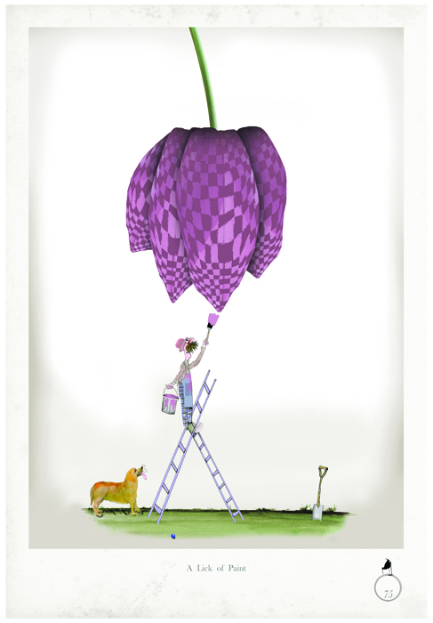 A Lick of Paint - Whimsical Fun Gardening Print by Tony Fernandes