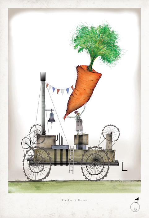 Carrot - Whimsical Kitchen Vegetable Print by Tony Fernandes