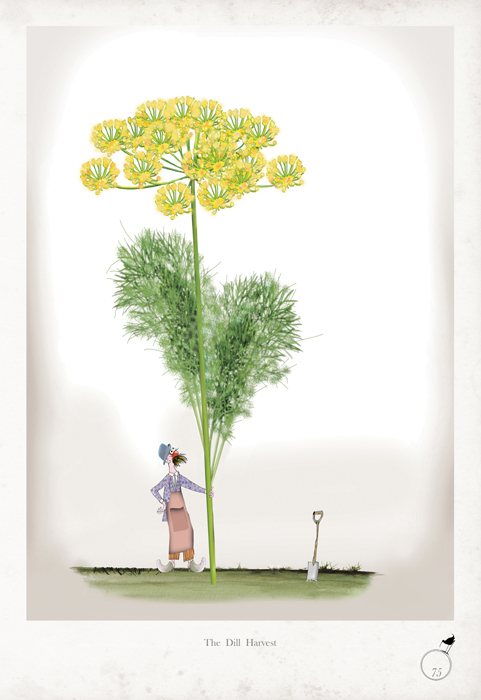 Dill - whimsical kitchen herb print by Tony Fernandes