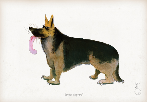 German Shepherd - fun dog art print by Tony Fernandes