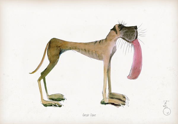 Great Dane - Fun Dog Art Print by Tony Fernandes