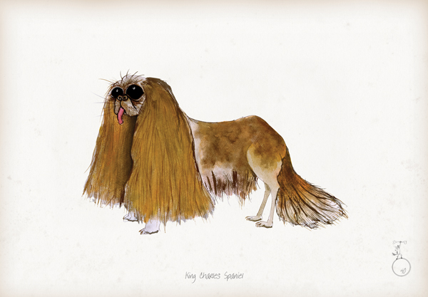 King Charles Spaniel - fun dog art print by Tony Fernandes