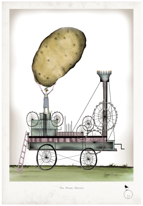 Potato - Whimsical Kitchen Vegetable Print by Tony Fernandes
