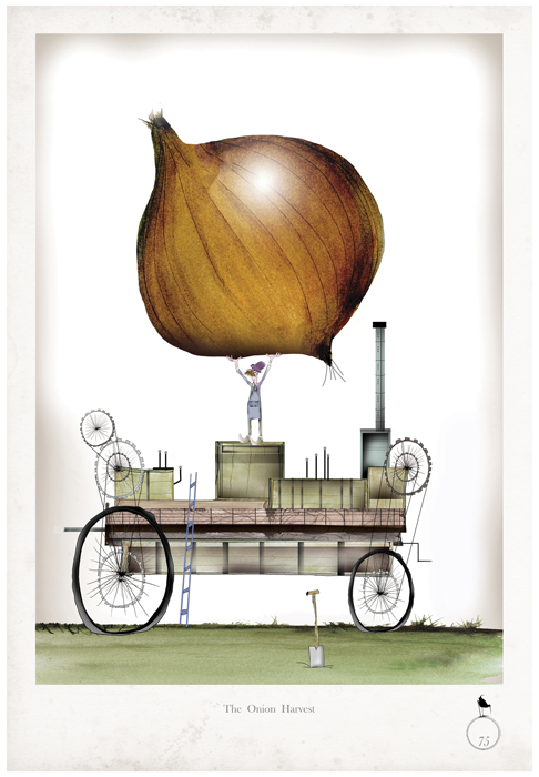 Onion - Whimsical Kitchen Vegetable Print by Tony Fernandes