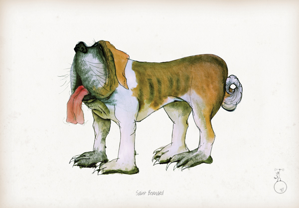 St Bernard - Fun Dog Art Print by Tony Fernandes