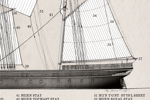 The Cutty Sark by Tony Fernandes - set of 4 rigging prints