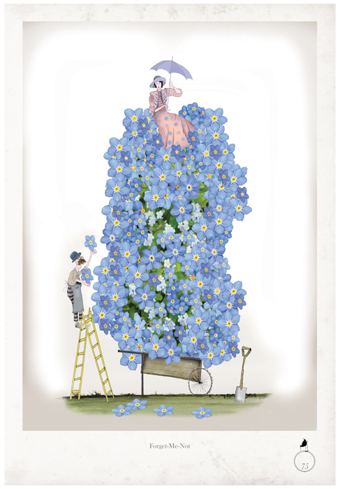 Forget-Me-Not - Whimsical Fun Gardening Print by Tony Fernandes